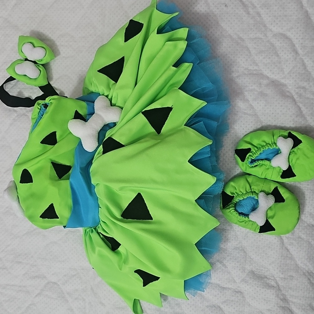 Pebbles!!! - Green and Blue Kids Dinosaur Costume - Pebbles